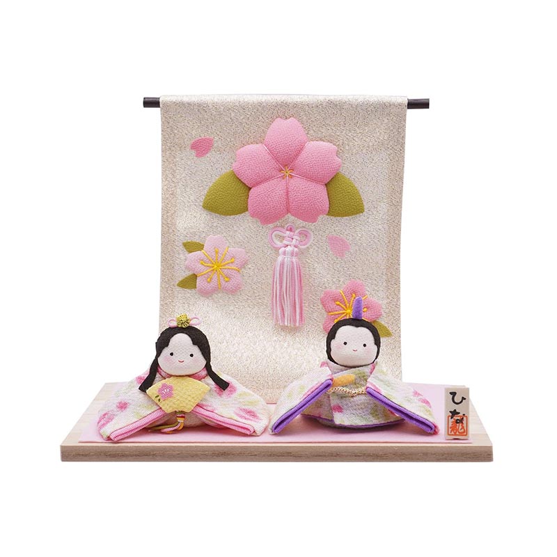 ぽてりひな２人(麻の葉)桜几帳付 / 1-888